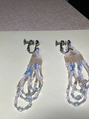 Vintage mid-century white earrings ART DECO. EXQUISITE EARRINGS